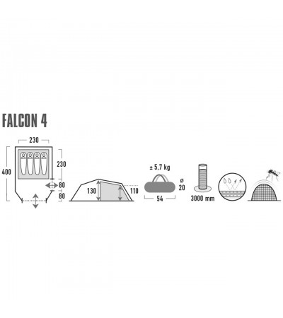 Namiot High Peak Falcon 4 oliwkowo-czerwony 10327