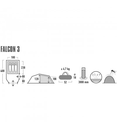 Namiot High Peak Falcon 3 oliwkowo-czerwony 10329