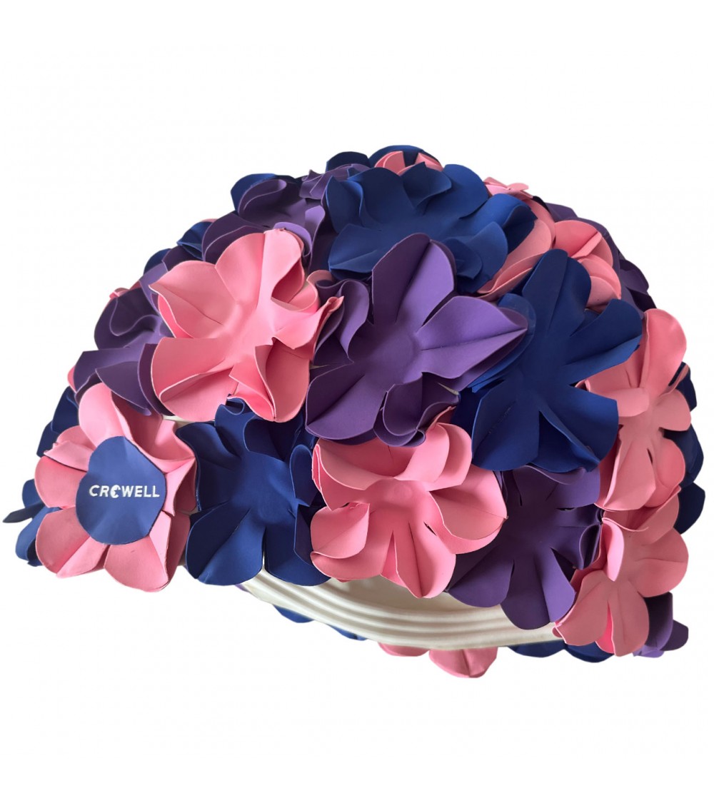 Czepek pływacki Crowell Kwiaty Flower różowo-fioletowo-granatowy kol.4