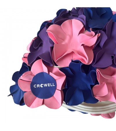 Czepek pływacki Crowell Kwiaty Flower różowo-fioletowo-granatowy kol.4