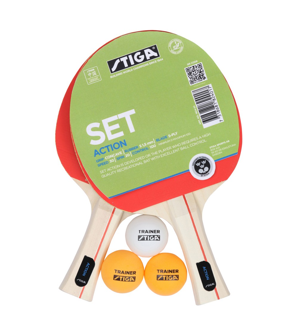 Zestaw rakiet do ping ponga Stiga Action 2rak 3piłki 1824 01