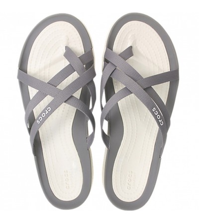 Klapki damskie Crocs Swiftwater Webbing Flip W jasny szary 205479 OCT