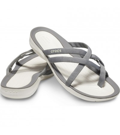 Klapki damskie Crocs Swiftwater Webbing Flip W jasny szary 205479 OCT