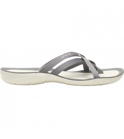 Klapki damskie Crocs Swiftwater Webbing Flip W jasny szary 205479 OCT