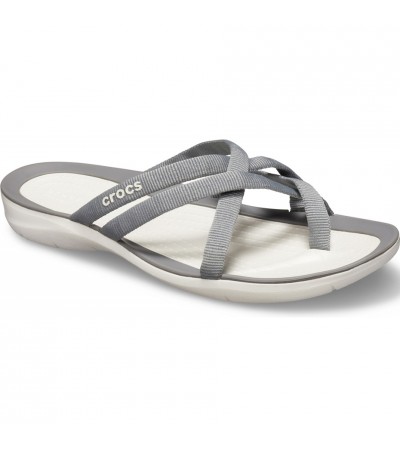 Klapki damskie Crocs Swiftwater Webbing Flip W jasny szary 205479 OCT