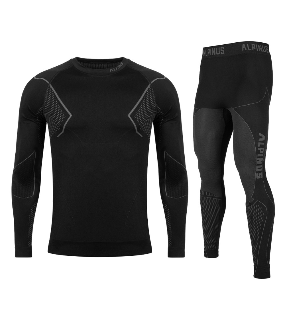 Bielizna termoaktywna męska Alpinus Active Base Layer Set czarno-szara GT43257