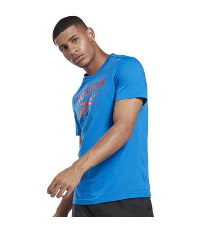 Koszulka męska Reebok Graphic Series Reebok Stacked Tee niebieska FP9149
