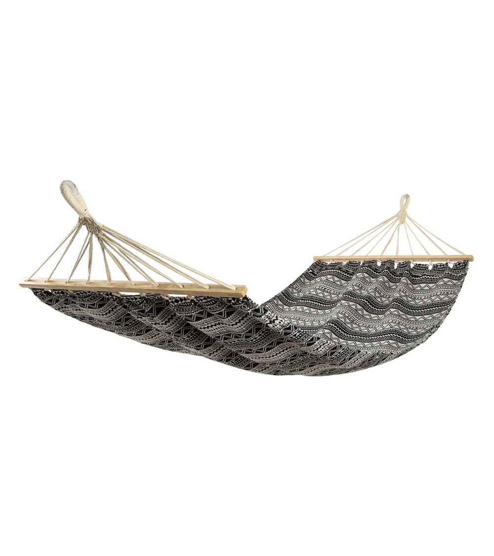 Hamak ogrodowy 2 osobowy Etno 200x150cm czarno-biały 1031262
