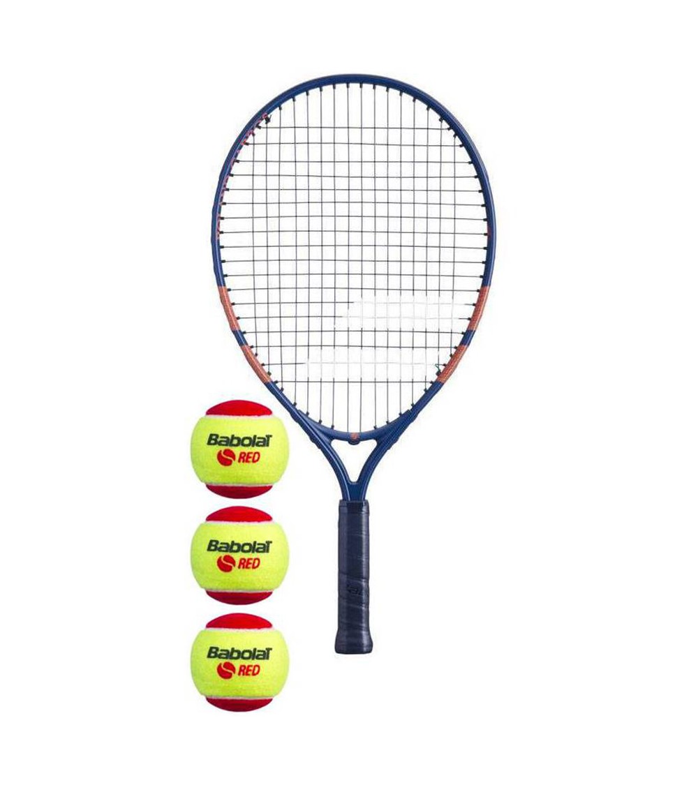 Rakieta do tenisa ziemnego Babolat Roland Garros Kit RG/FO 21+ 3 piłki Red Felt granatowo-pomarańczowa 190015