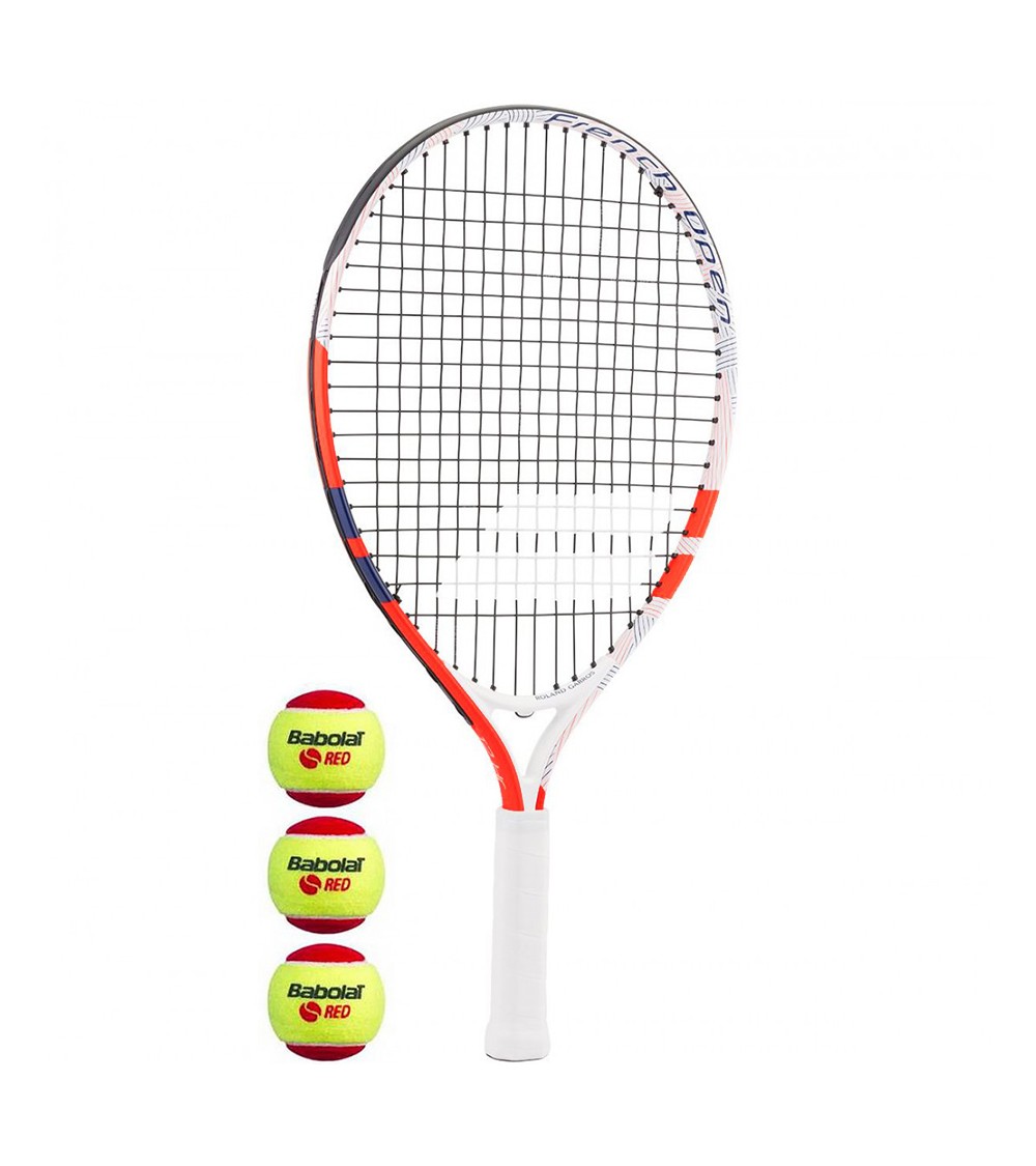Rakieta do tenisa ziemnego Babolat Roland Garros Kit RG/FO 21 + 3 piłki Red Felt biało-pomarańczowo-granatowa 190014