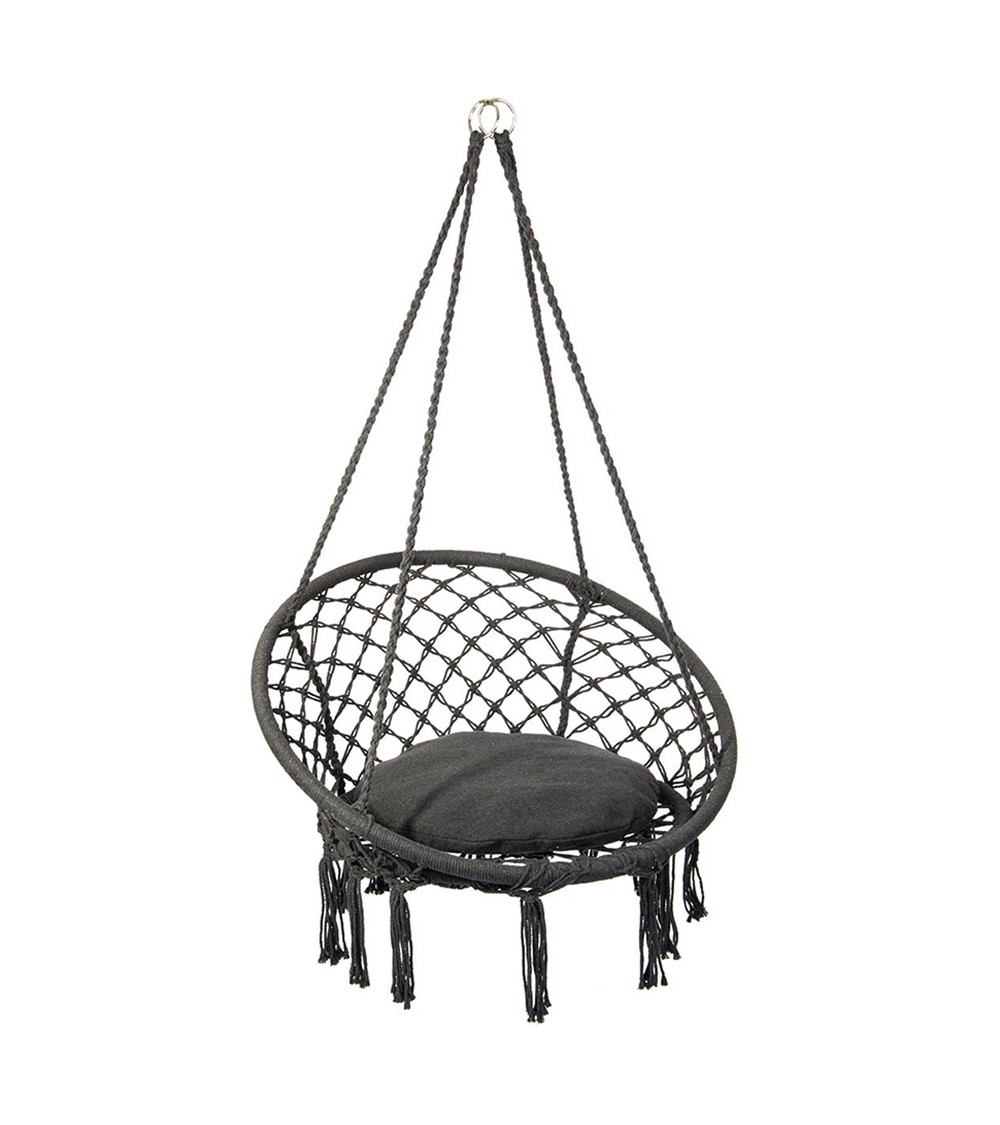 Hamak ażurowy fotel wiszący 80x60 cm z poduszką szary 1031347