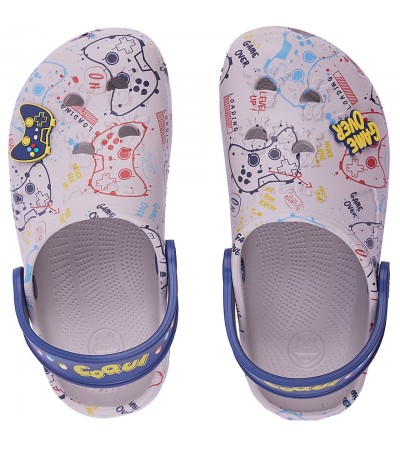 Chodaki dla dzieci Coqui Little Frog Game Over szare 8701-249-3021