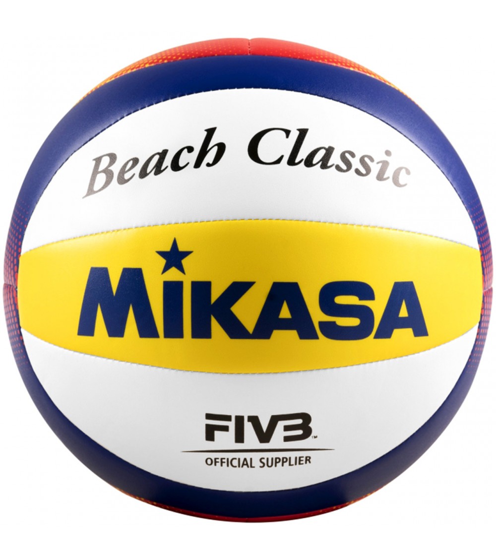 Piłka siatkowa plażowa Mikasa Beach Classic biało-żółto-niebieska BV552C-WYBR