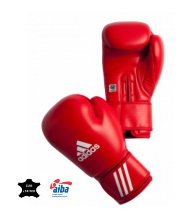 Adidas boxing gloves with AIBA approval red
