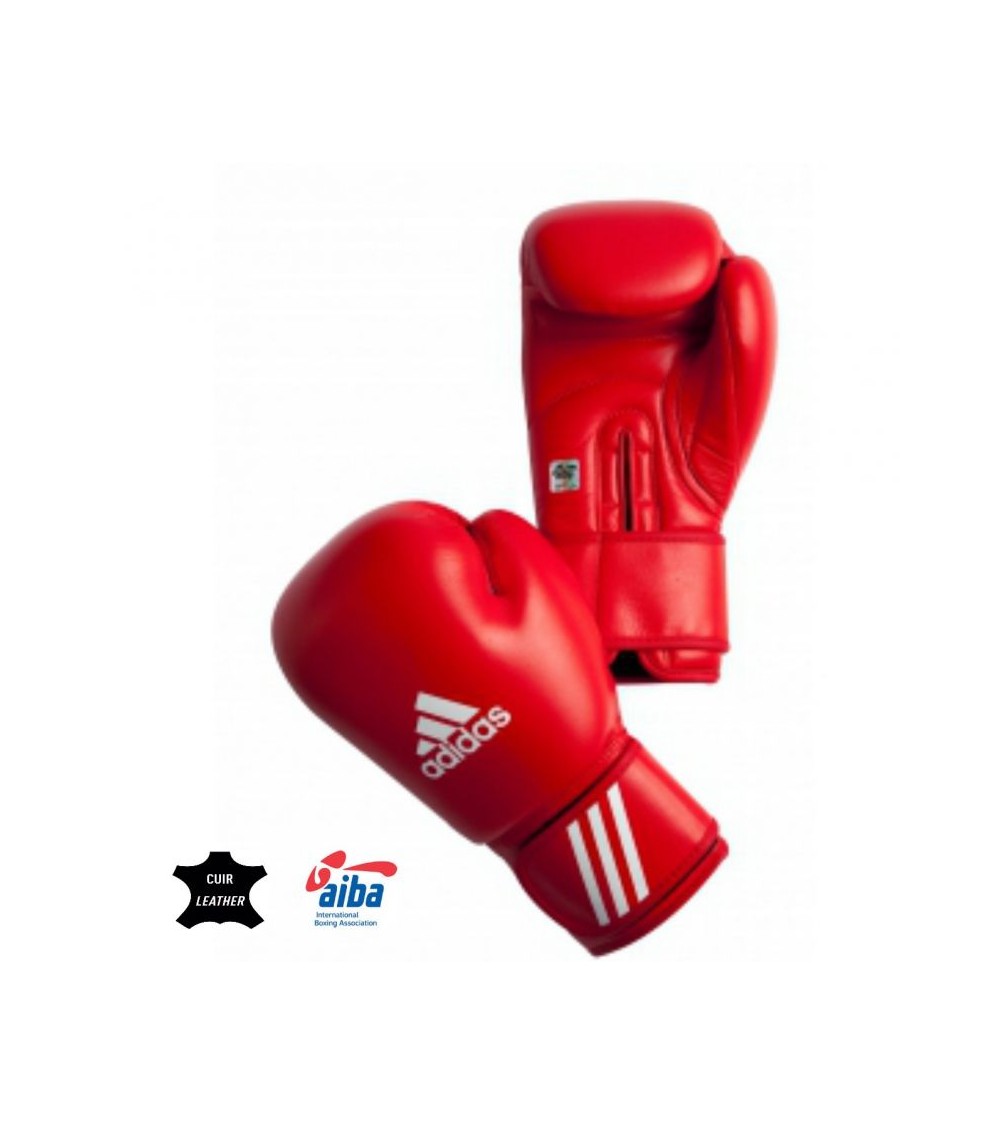Adidas boxing gloves with AIBA approval red