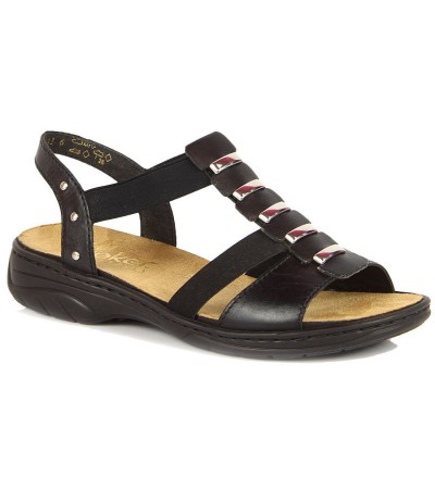 Black leather Roman sandals Rieker W 64580