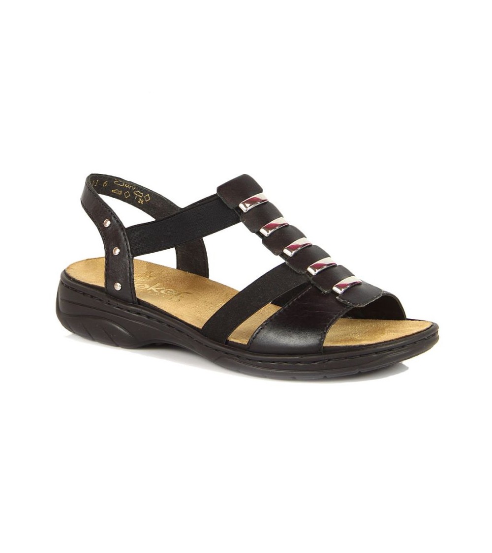 Black leather Roman sandals Rieker W 64580