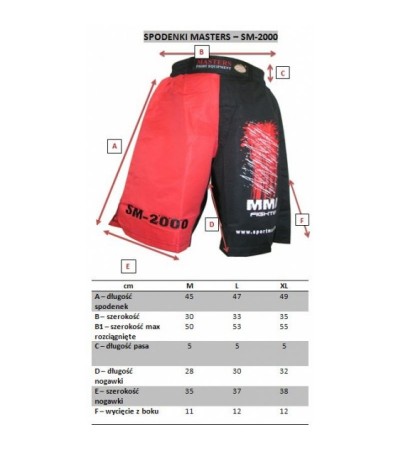 MMA šortai Masters SM-2000 M 062000-M, Kovos menai, Spоrto prekės, Masters